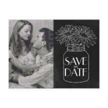 Chalkboard Mason Jar in Daisies Foto Sla de datum 