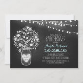 Chalkboard Mason Jar & Lights Baby shower Uitnodig Kaart (Voorkant)