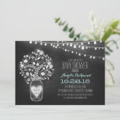 Chalkboard Mason Jar & Lights Baby shower Uitnodig Kaart (Staand voorkant)