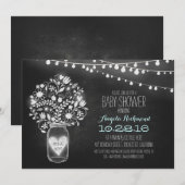 Chalkboard Mason Jar & Lights Baby shower Uitnodig Kaart (Voorkant / Achterkant)