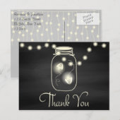 Chalkboard Mason Jar met vuurvliegende Bedankt Briefkaart (Voorkant / Achterkant)