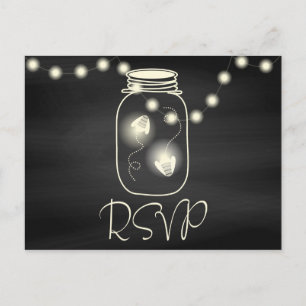 Chalkboard Mason Jar met vuurvliegjes Weddenschap  Uitnodiging Briefkaart