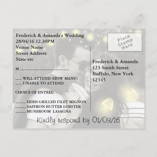 Chalkboard Mason Jar met vuurvliegjes Weddenschap  Uitnodiging Briefkaart (Achterkant)