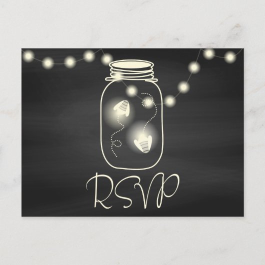 Chalkboard Mason Jar met vuurvliegjes Weddenschap  Uitnodiging Briefkaart (Voorkant)