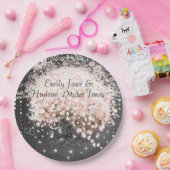 Chalkboard Mason Jar Pink Heart Leaf Firefly Papieren Bordje (Feest)