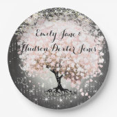 Chalkboard Mason Jar Pink Heart Leaf Firefly Papieren Bordje (Voorkant)