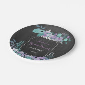 Chalkboard Mason Jar Purple Floral Bridal Shower Papieren Bordje (Gekanteld)