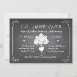 Chalkboard Mason Jar Rustic Couples Wedding Shower Kaart