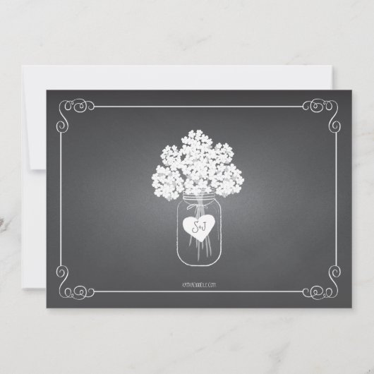 Chalkboard Mason Jar Rustic Couples Wedding Shower Kaart (Achterkant)