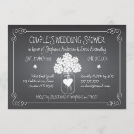 Chalkboard Mason Jar Rustic Couples Wedding Shower Kaart