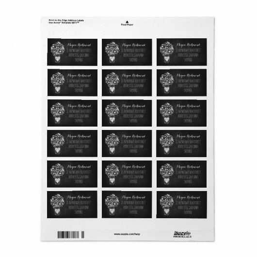 Chalkboard Mason Jar rustieke bruiloft adresetiket Etiket (Full Sheet)