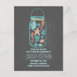 Chalkboard mason jar strand bruiloft opslaan van d aankondigingskaart