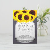Chalkboard Mason Jar Sunflower Invitations Kaart (Staand voorkant)