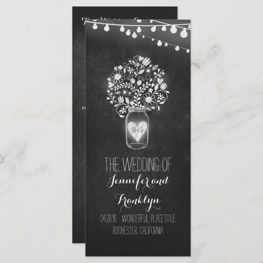 Chalkboard Mason Jar Trouwprogramma's Programmakaart (Voorkant / Achterkant)