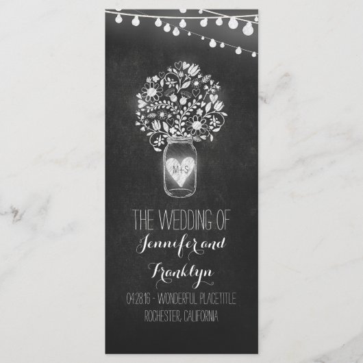 Chalkboard Mason Jar Trouwprogramma's Programmakaart (Voorkant)