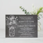 Chalkboard Mason Jar Typografie Invite Kaart (Staand voorkant)