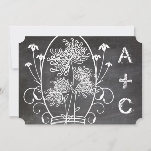 Chalkboard Mason Jar  Typografie Invite Kaart (Achterkant)