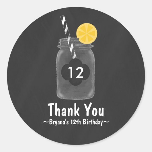 Chalkboard Mason Jar Verjaardagsfeestje Favor Stic Ronde Sticker (Voorkant)