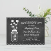 Chalkboard mason jar verlovingsfeest uitnodigingen (Staand voorkant)