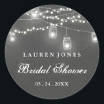 Chalkboard Mason Jar Vrijgezellenfeest Sticker<br><div class="desc">snaarmoerlichten op de achtergrond van het bord. Collectie in de Little Bayleigh store.</div>