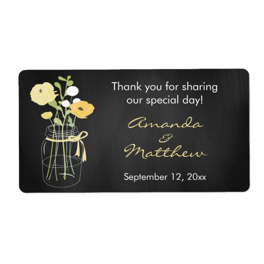 Chalkboard Mason Jar Wedding Favor Labels (Voorkant)