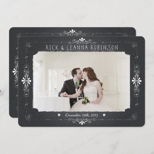 Chalkboard Mason Jar Wedding Foto Hartelijk dank Bedankkaart (Voorkant / Achterkant)