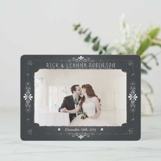 Chalkboard Mason Jar Wedding Foto Hartelijk dank Bedankkaart (Staand voorkant)