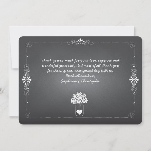Chalkboard Mason Jar Wedding Foto Hartelijk dank Bedankkaart (Achterkant)