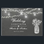 Chalkboard Mason Jar Wedding Guest Book Gastenboek<br><div class="desc">snaarmoer licht op met baby's adempot op de achtergrond van het karton. Meer  trouwgastenboeken in de Little Bayleigh Store.</div>