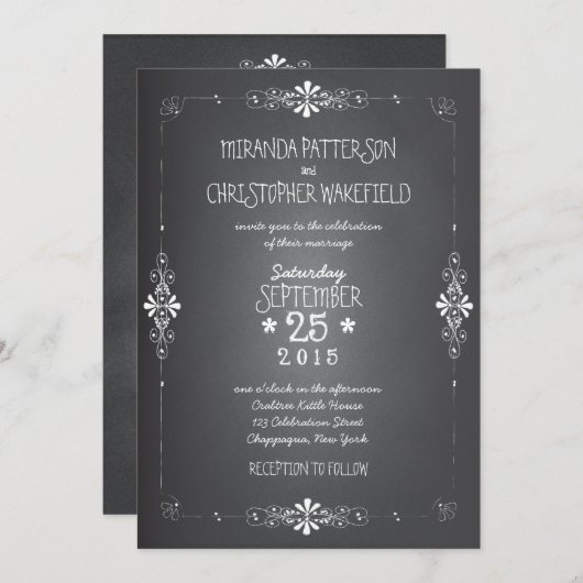 Chalkboard Mason Jar Wedding Invitation Kaart (Voorkant / Achterkant)