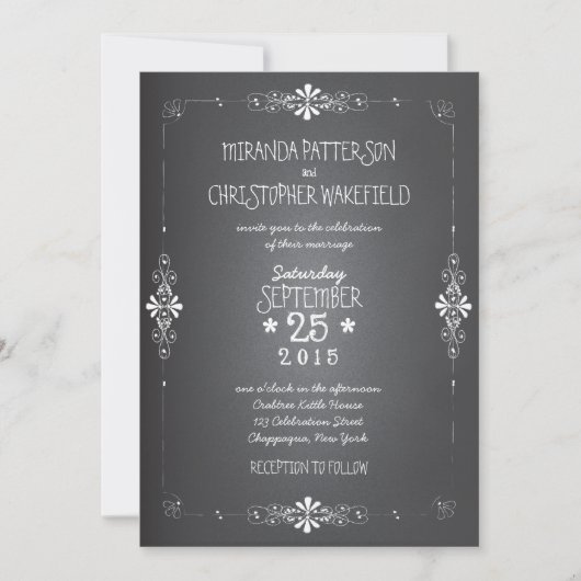 Chalkboard Mason Jar Wedding Invitation Kaart (Voorkant)
