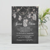 Chalkboard Mason Jar Wedding Invitation Kaart (Staand voorkant)