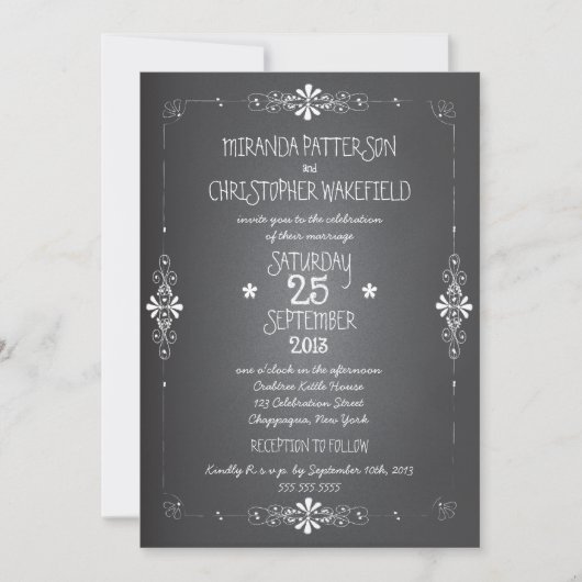 Chalkboard Mason Jar Wedding Invitation met RSVP Kaart (Voorkant)