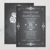 Chalkboard Mason Jar Wedding Invitation met RSVP Kaart (Voorkant / Achterkant)