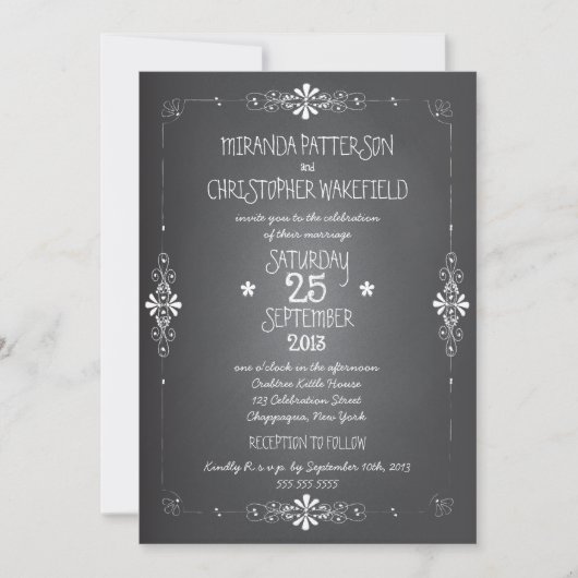 Chalkboard Mason Jar Wedding Invitation met RSVP Kaart (Voorkant)