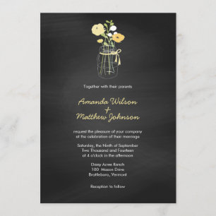 Chalkboard Mason Jar Wedding Invitations Kaart