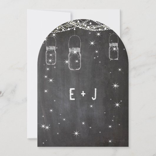 ChalkBoard Mason Jar Wedding Stars Garland Kaart (Achterkant)