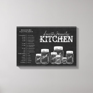 Chalkboard Mason Jars Kitchen Canvas Afdruk