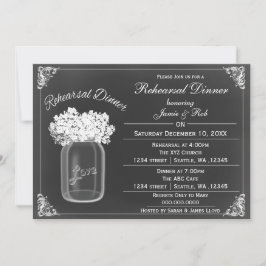 Chalkboard Mason jars Wedding Rehearsal Invites Kaart