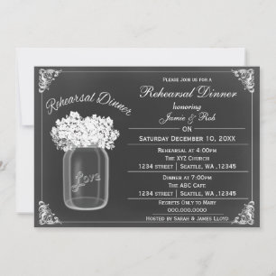 Chalkboard Mason jars Wedding Rehearsal Invites Kaart