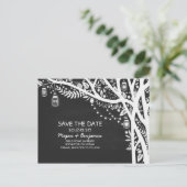 Chalkboard mason potten string lichten slaan de da aankondigingskaart (Staand voorkant)