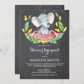Chalkboard Meisje Olifant Baby shower per Mail Kaart (Voorkant / Achterkant)
