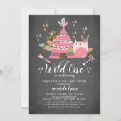 Chalkboard Meisjes Wild Een Baby shower Uitnodigin Kaart (Voorkant)