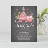 Chalkboard Meisjes Wild Een Baby shower Uitnodigin Kaart (Staand voorkant)