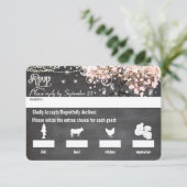 Chalkboard Menu Keuze Roze Heart Leaf Tree RSVP (Staand voorkant)