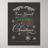 Chalkboard - Merry & Bright Kerstmis Poster (Voorkant)
