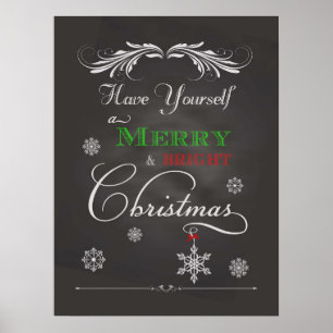 Chalkboard - Merry & Bright Kerstmis Poster