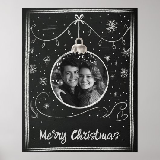 Chalkboard Merry Christmas Foto Lijst Poster (Voorkant)