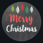 Chalkboard Merry Christmas Holiday Cards Labels<br><div class="desc">Voeg een klein vleugje van het vakantieseizoen toe met deze prachtige krijtbordcirkel design aan uw kerstkaarten. Beschikt over een krijtbordontwerp en  ornamenten met 'Merry Christmas' in een feestelijk lettertype. Een zoete toevoeging voor alle kaarten,  pakketten of geschenken.</div>