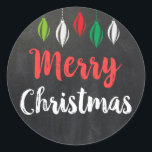 Chalkboard Merry Christmas Holiday Cards Labels<br><div class="desc">Voeg een klein vleugje van het vakantieseizoen toe met deze prachtige krijtbordcirkel design aan uw kerstkaarten. Beschikt over een krijtbordontwerp en  ornamenten met 'Merry Christmas' in een feestelijk lettertype. Een zoete toevoeging voor alle kaarten,  pakketten of geschenken.</div>
